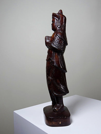 Vintage Statuette asiatische Volkskunst aus geschnitztem Massivholz