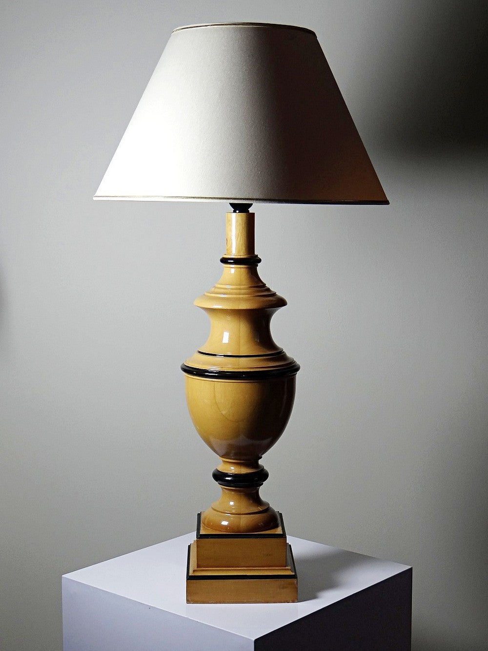 Vintage Lampe Verdennes von Le Dauphin helles Holz schwarz