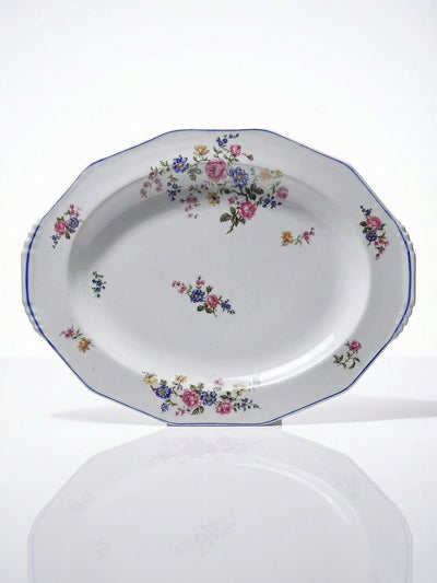Vintage Servierplatte von Bernardaud für B und C° mehrfarbiges Blumendekor Porzellan