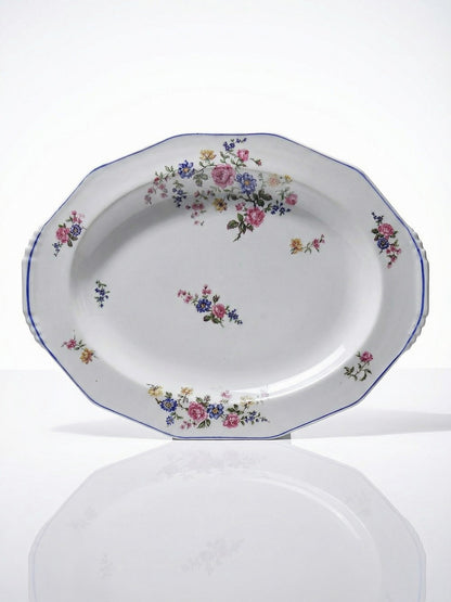 Vintage Servierplatte von Bernardaud für B und C° mehrfarbiges Blumendekor Porzellan