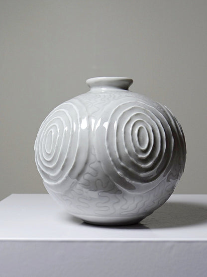 Vintage Vase Art Déco Porzellankugel 1935 Weiß Dekoration
