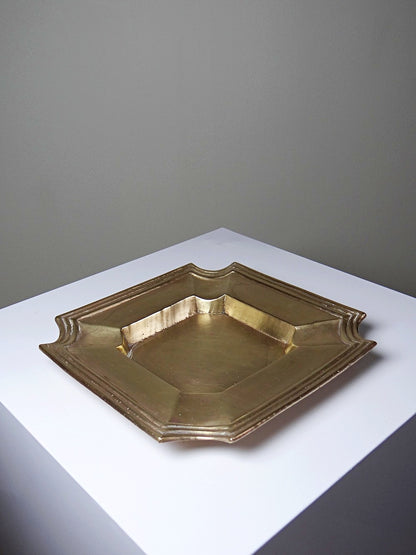 Vintage Art déco Leerschale oder Aschenbecher aus Messing, geometrisch, 1930er-1940er