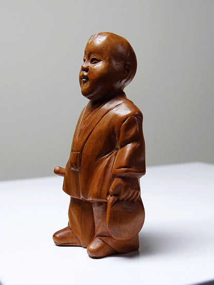 Vintage Figur chinesische Kinderfigur Buchsbaum braun Kunst