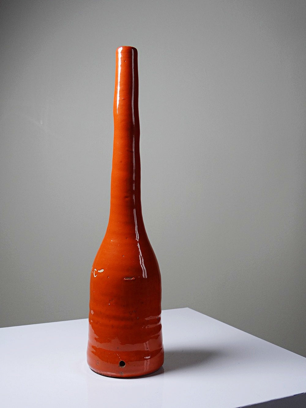 Vintage Lampenfuß Terrakotta orange glasiert Vintage Orange