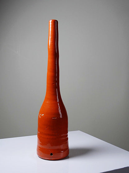 Vintage Lampenfuß Terrakotta orange glasiert Vintage Orange