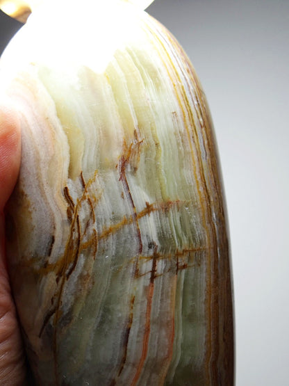 Vintage Vase aus gestreiftem grünem Onyx, Italien, Midcentury, grüne Dekoration