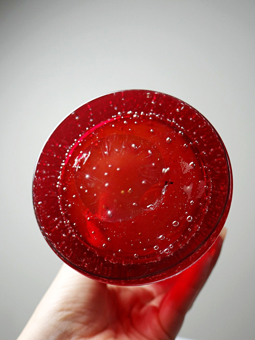 Vintage Vase Murano Stil rotes geblasenes Glas mit Blasen