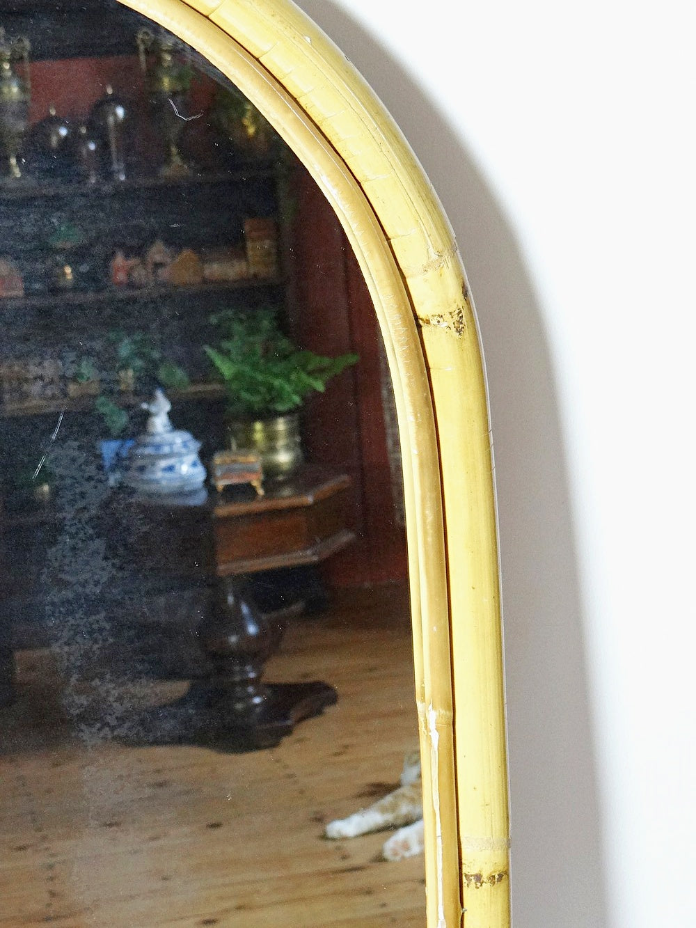 Vintage Wandspiegel mit Bogenform aus Bambus, Riviera Stil