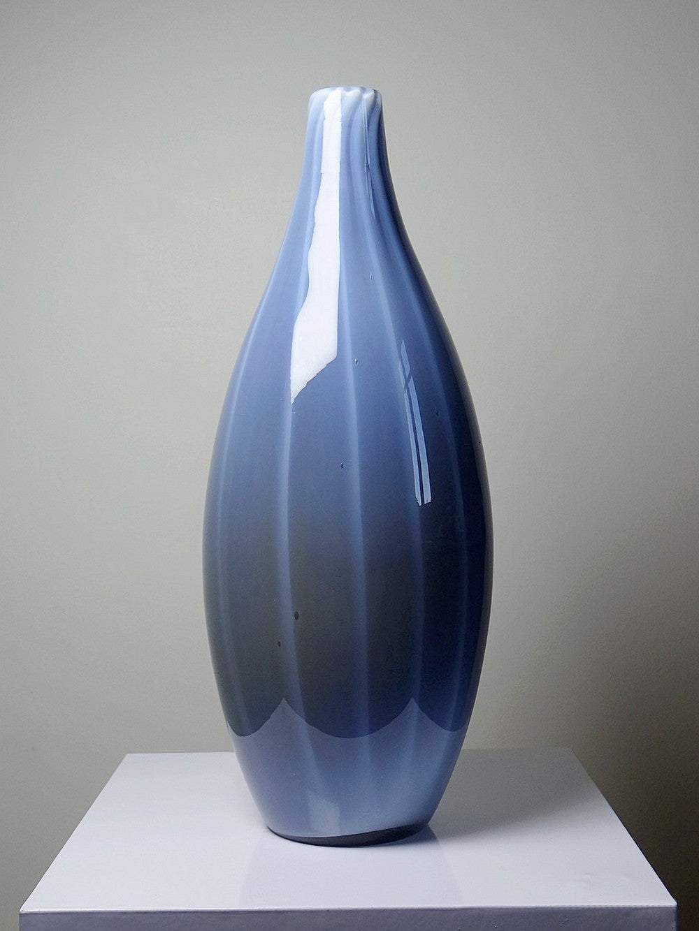 Vintage Vase von Fratelli Toso für Murano blaues Opalglas Rauchglas Soap Bubble Set von 2