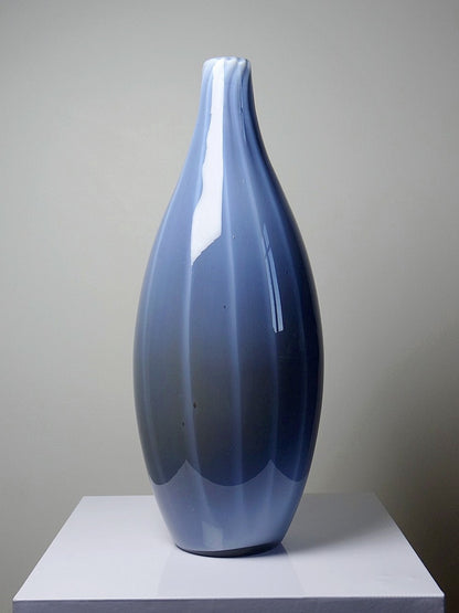 Vintage Vase von Fratelli Toso für Murano blaues Opalglas Rauchglas Soap Bubble Set von 2