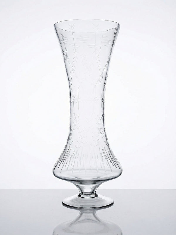 Vintage Vase graviertes mundgeblasenes Glas durchsichtig, sehr groß, antiker Stil