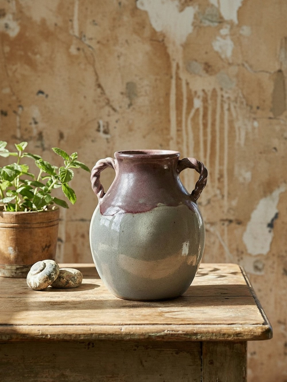 Vintage Vase von Milly Finn für Studio Pottery UK grau