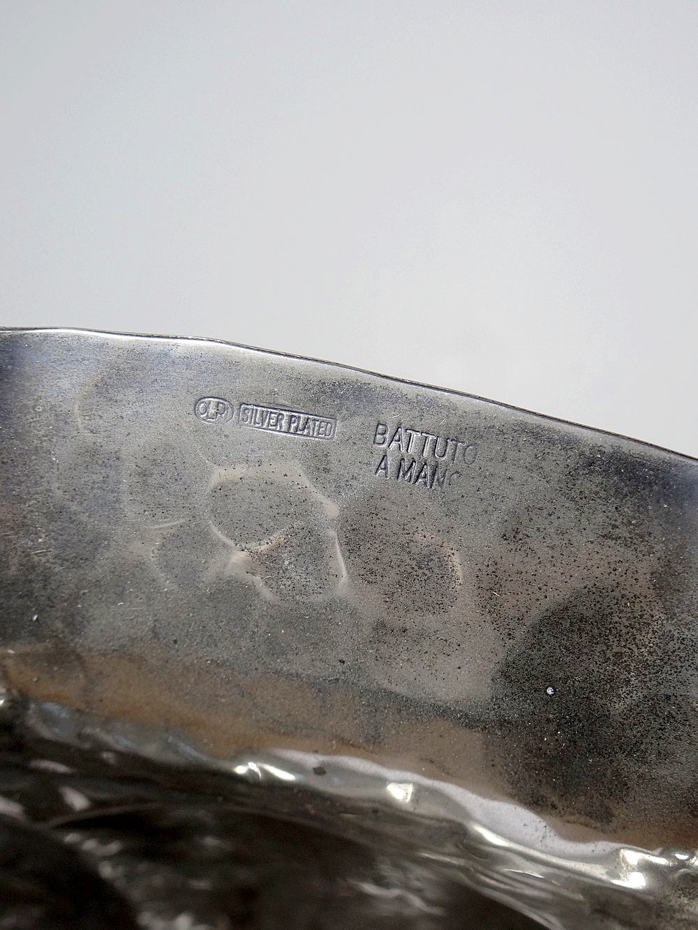 Vintage Servierschale Olri für Olri Italien Silberplattiert handgehämmert