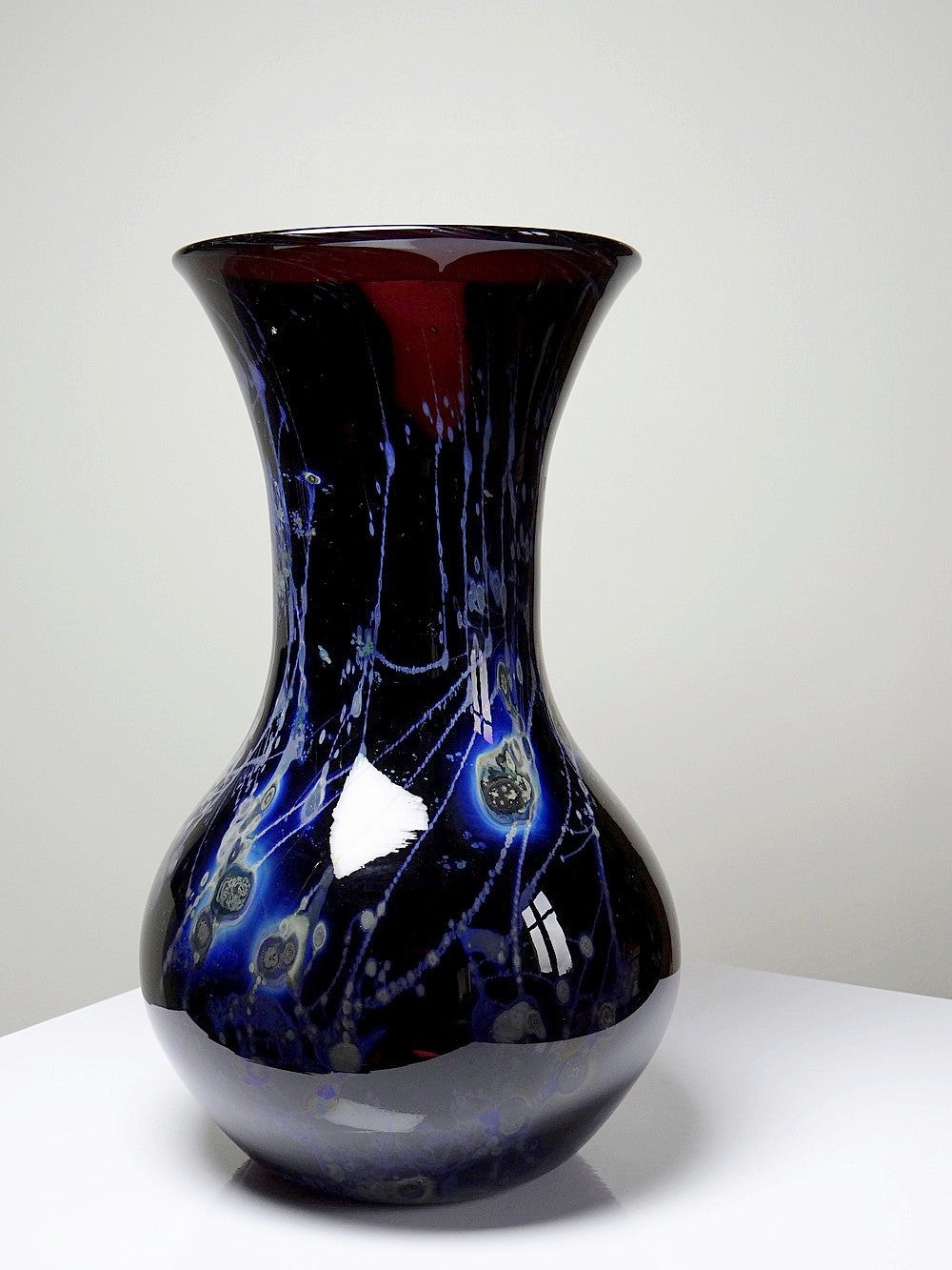 Vintage Kunstglasvase Violett mit Silberinclusionen von Studio Glass für Frankreich