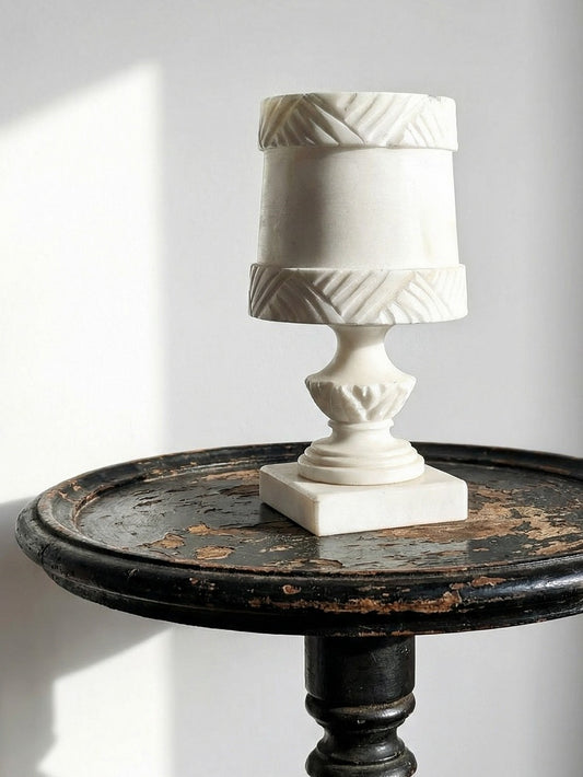 Vintage Nachtlichtlampe aus weißem Alabaster, ca. 1950-1970