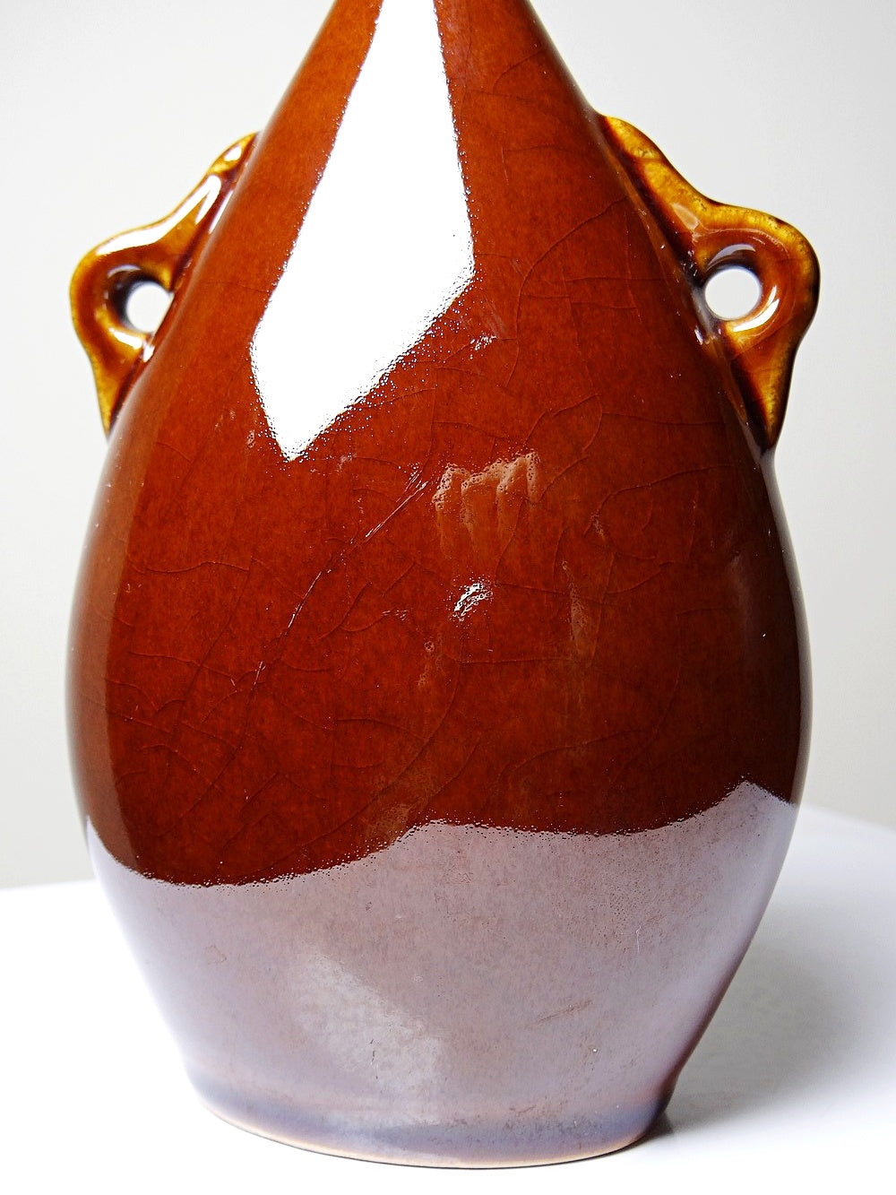 Vintage Keramikflasche braun mit Korkstopfen tabakbraun