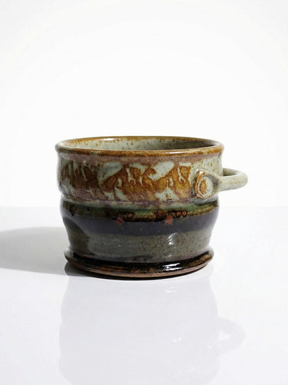 Vintage Becher aus glasiertem Steinzeug japanischer Stil signiert 1990er 2000er