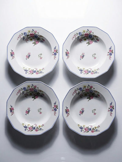 Vintage Suppenteller Set von 4 von Bernardaud multicolor floral Limoges Porzellan