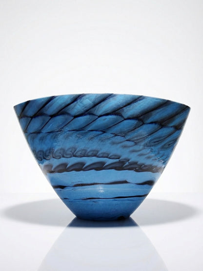 Vintage Glas Schale Yourmurano blau schwarz silber regenbogen