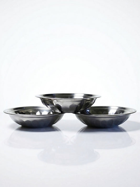 Vintage Salatschüssel Set von 3 aus Edelstahl in Silber, 1980er