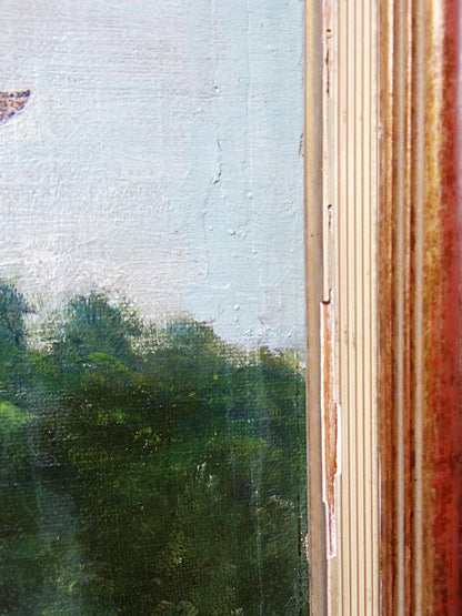 Vintage Gemälde Villa Camille von M. Lesoll für Dekoration beige