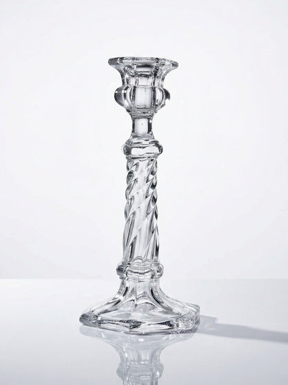 Vintage Kerzenhalter aus gedrehtem Pressglas durchsichtig Dekoration