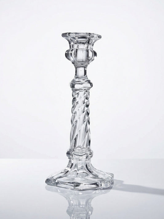 Vintage Kerzenhalter aus gedrehtem Pressglas durchsichtig Dekoration