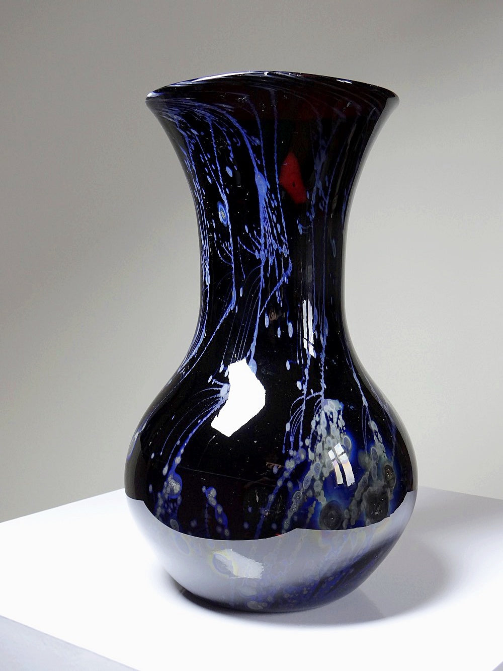 Vintage Kunstglasvase Violett mit Silberinclusionen von Studio Glass für Frankreich