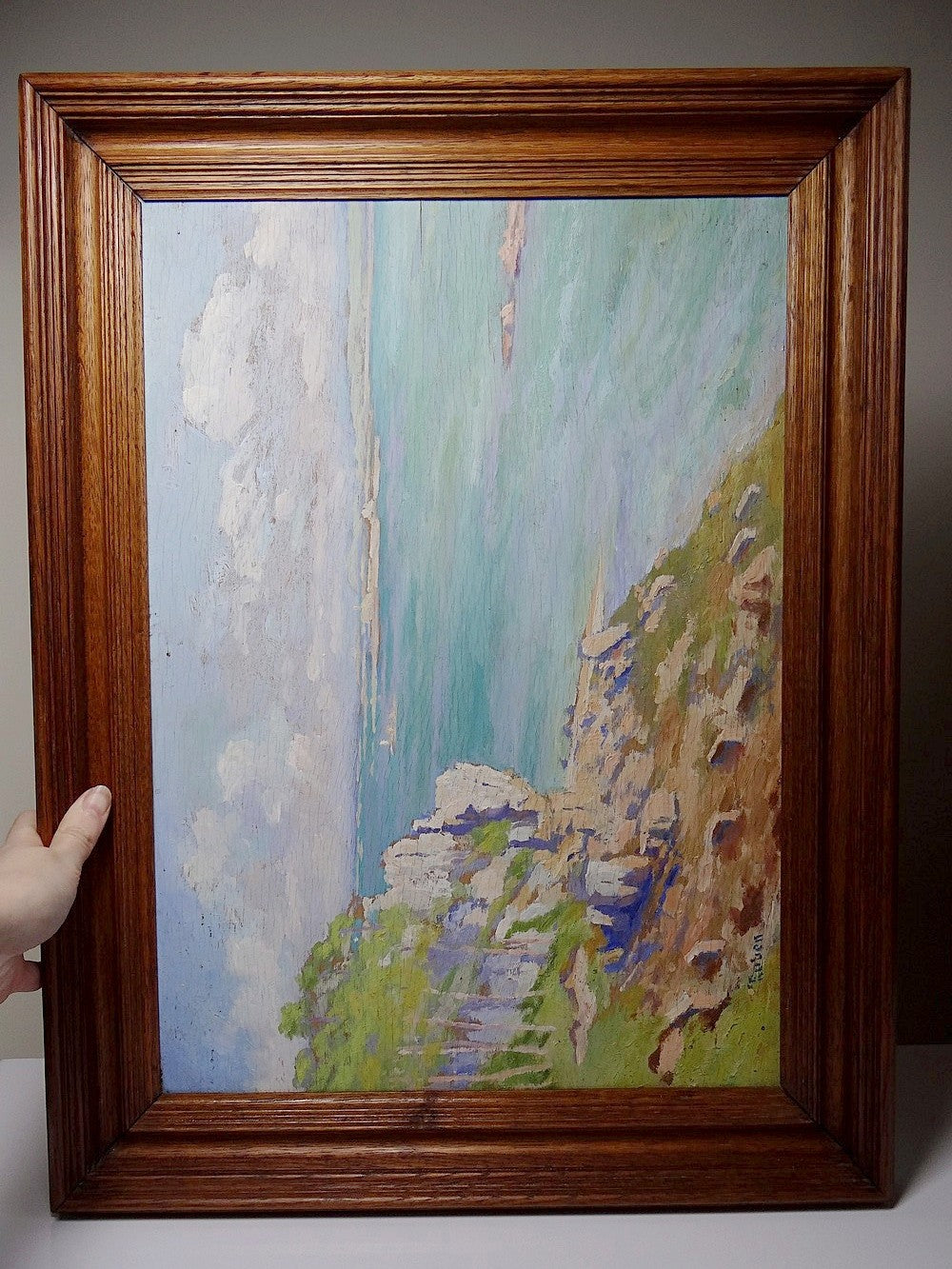 Vintage Gemälde von Paul Ruben für Dekoration, Türkis