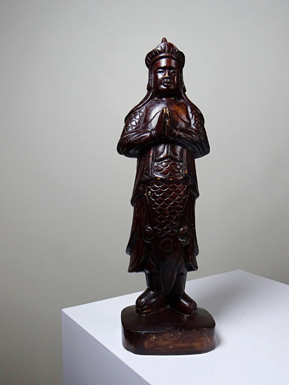 Vintage Statuette asiatische Volkskunst aus geschnitztem Massivholz