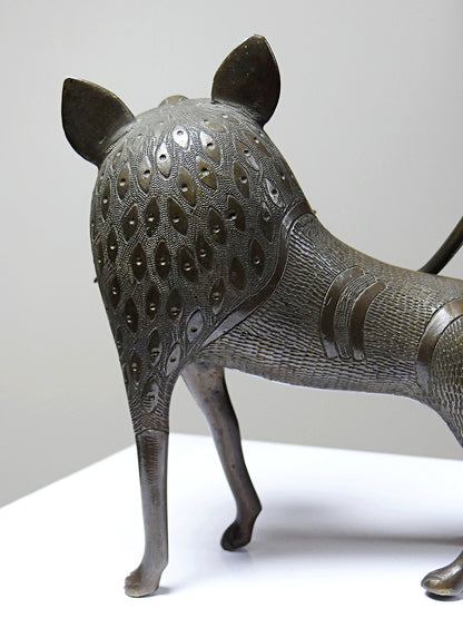 Vintage Bronzefigur Löwe oder Hyäne aus Benin Dahomey Cotonou BraunKunst