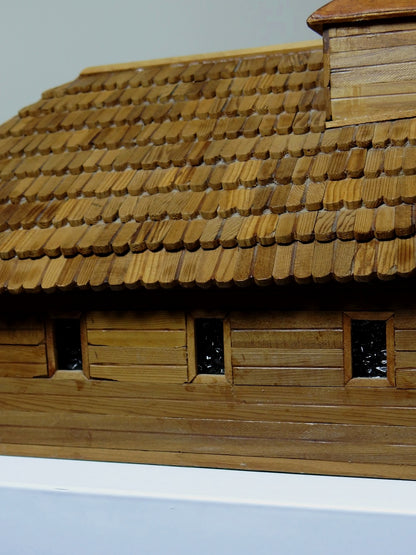 Vintage Kirchenmodell Iglesia Nercon Chiloe Chile Holz, Papier, Glas, grün, braun