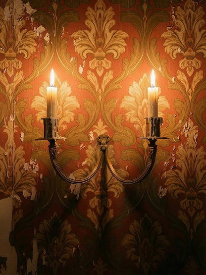 Vintage Wandkerzenhalter "à la financière" 2-flammig aus vergoldeter Bronze