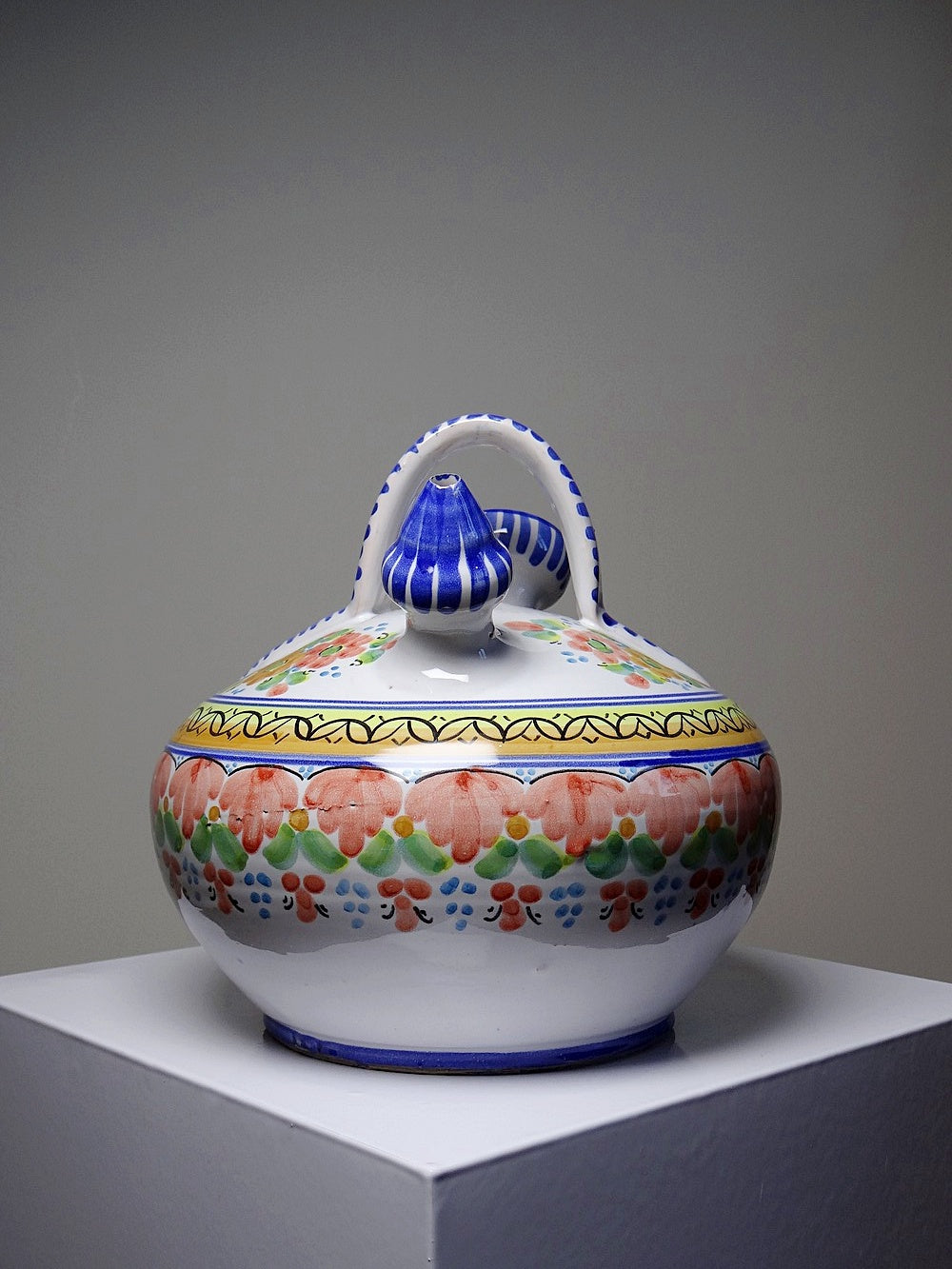 Vintage Wasserkrug mit Blumen, mehrfarbig, aus Keramik, Spanien