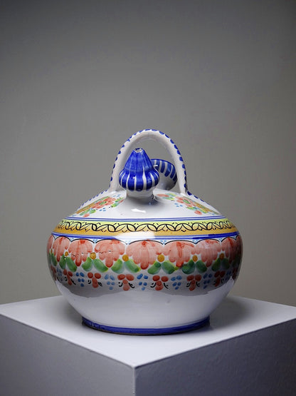 Vintage Wasserkrug mit Blumen, mehrfarbig, aus Keramik, Spanien