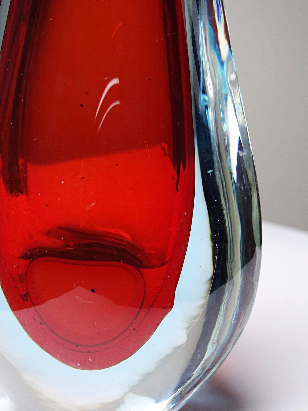Vintage Vase Sommerso von Flavio Poli für Murano rot blau transparent