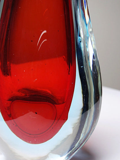 Vintage Vase Sommerso von Flavio Poli für Murano rot blau transparent