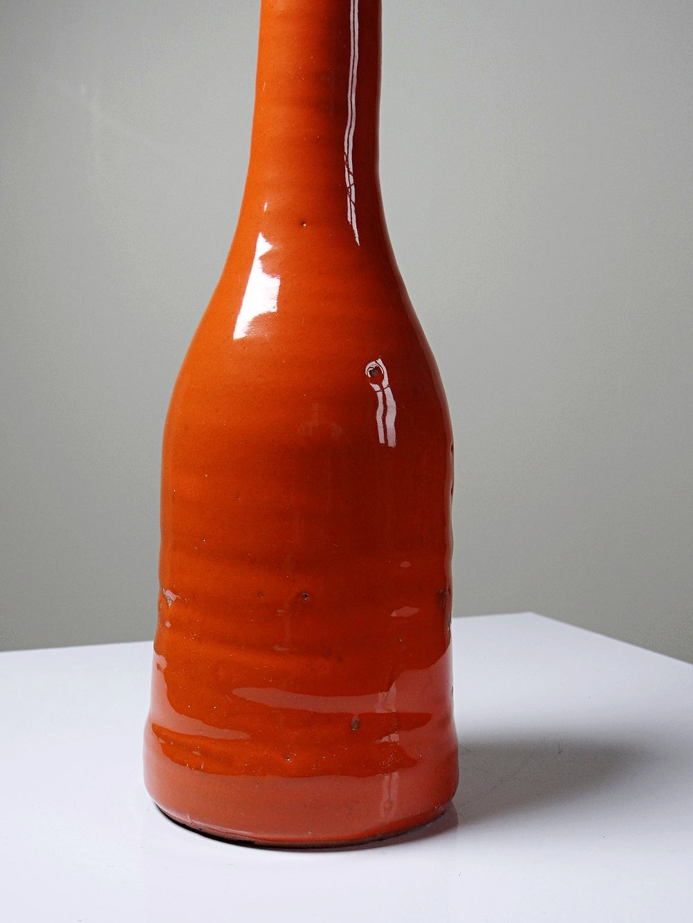 Vintage Lampenfuß Terrakotta orange glasiert Vintage Orange