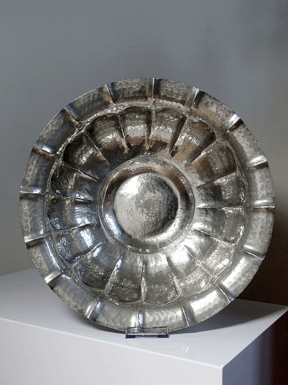 Vintage Servierschale Olri für Olri Italien Silberplattiert handgehämmert