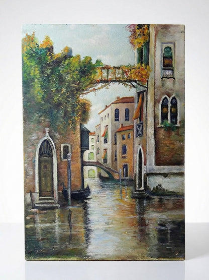 Vintage Gemälde Venedig Canal und Fassaden warme Töne