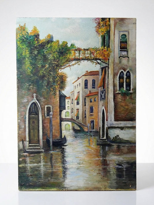 Vintage Gemälde Venedig Canal und Fassaden warme Töne