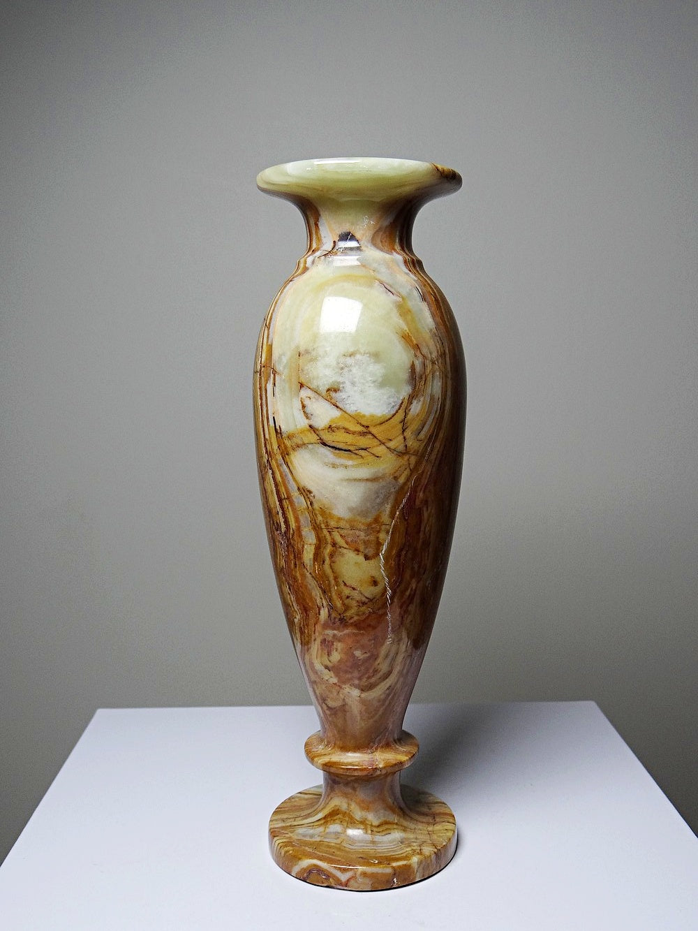 Vintage Vase aus gestreiftem grünem Onyx, Italien, Midcentury, grüne Dekoration