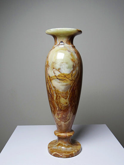 Vintage Vase aus gestreiftem grünem Onyx, Italien, Midcentury, grüne Dekoration