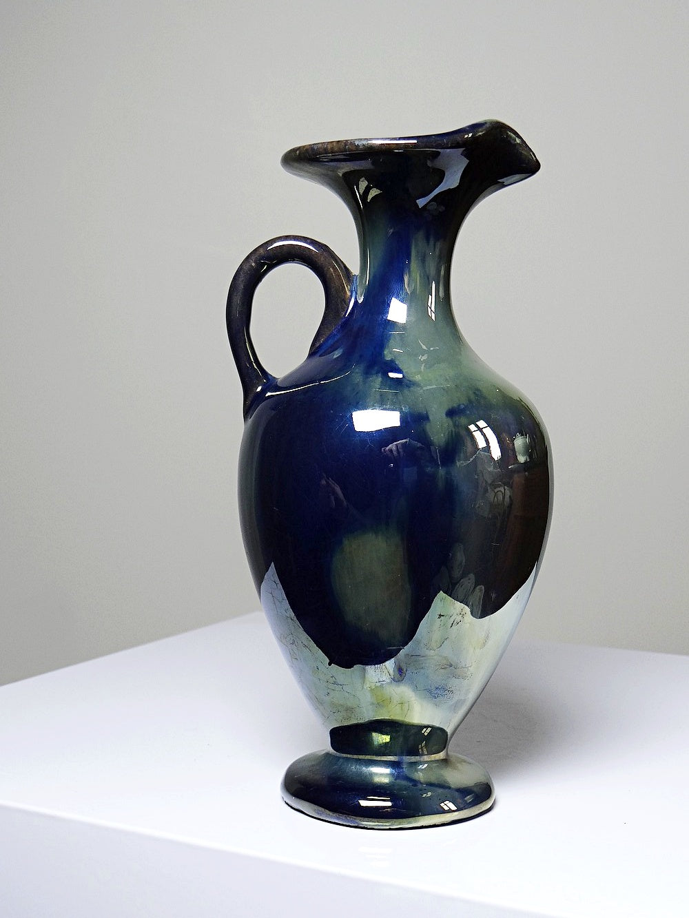 Vintage Steinzeugkanne Grès de Rambervillers für Rambervillers Blau