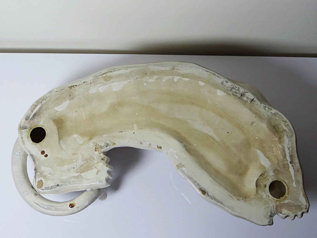 Vintage Panther Figur aus craqueliertem Steingut