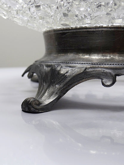 Vintage Schale von Baccarat für Pressglas mit Zinnfuß durchsichtig