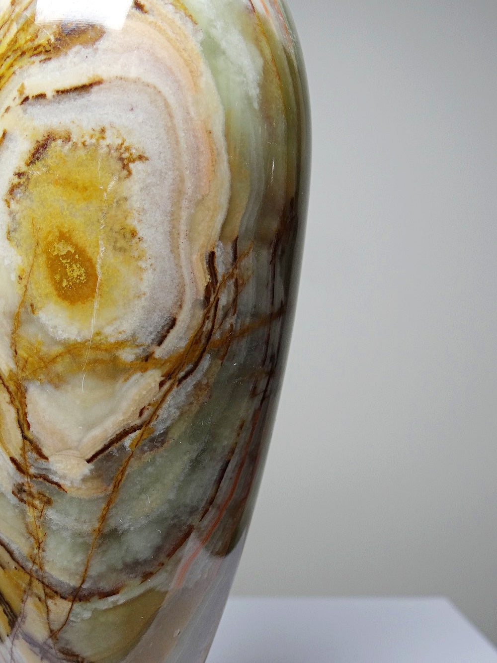 Vintage Vase aus gestreiftem grünem Onyx, Italien, Midcentury, grüne Dekoration