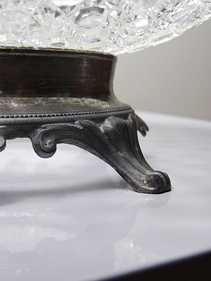 Vintage Schale von Baccarat für Pressglas mit Zinnfuß durchsichtig