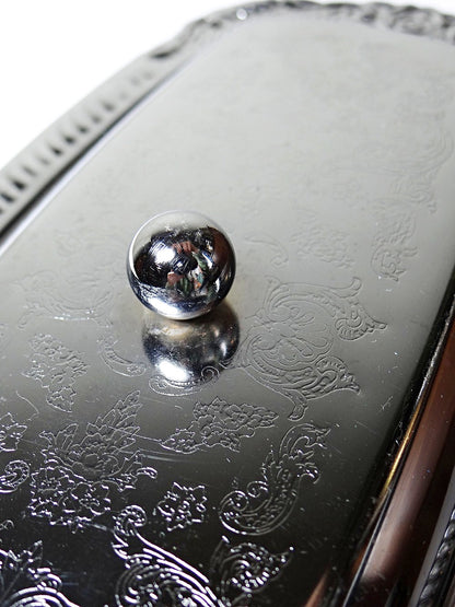 Vintage Butterdose silberfarben aus Metall und Edelstahl, Rococo-Stil 1960-1980er