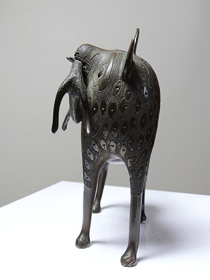 Vintage Bronzefigur Löwe oder Hyäne aus Benin Dahomey Cotonou BraunKunst
